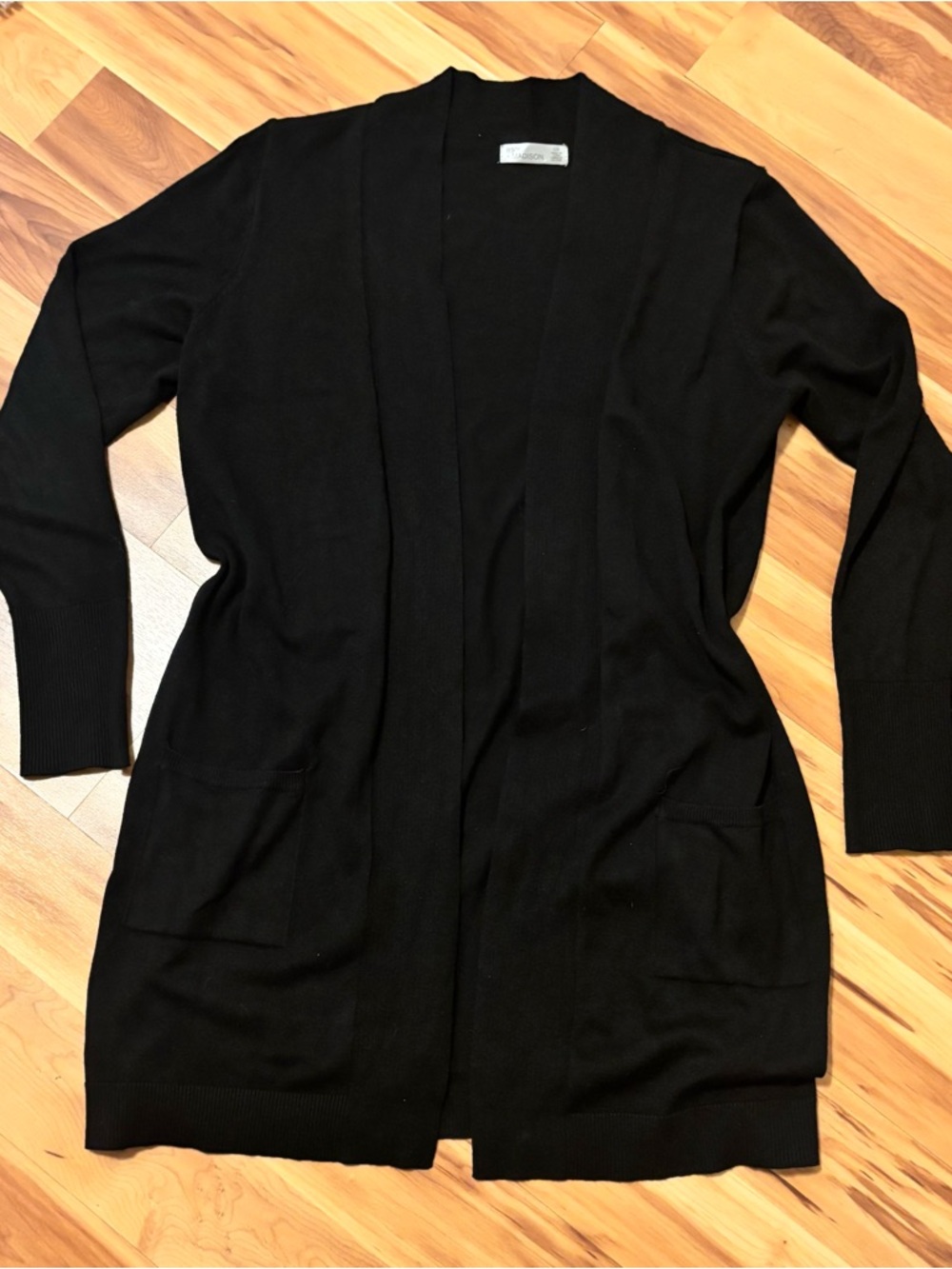89th & Madison Black Open-Front Long Cardigan